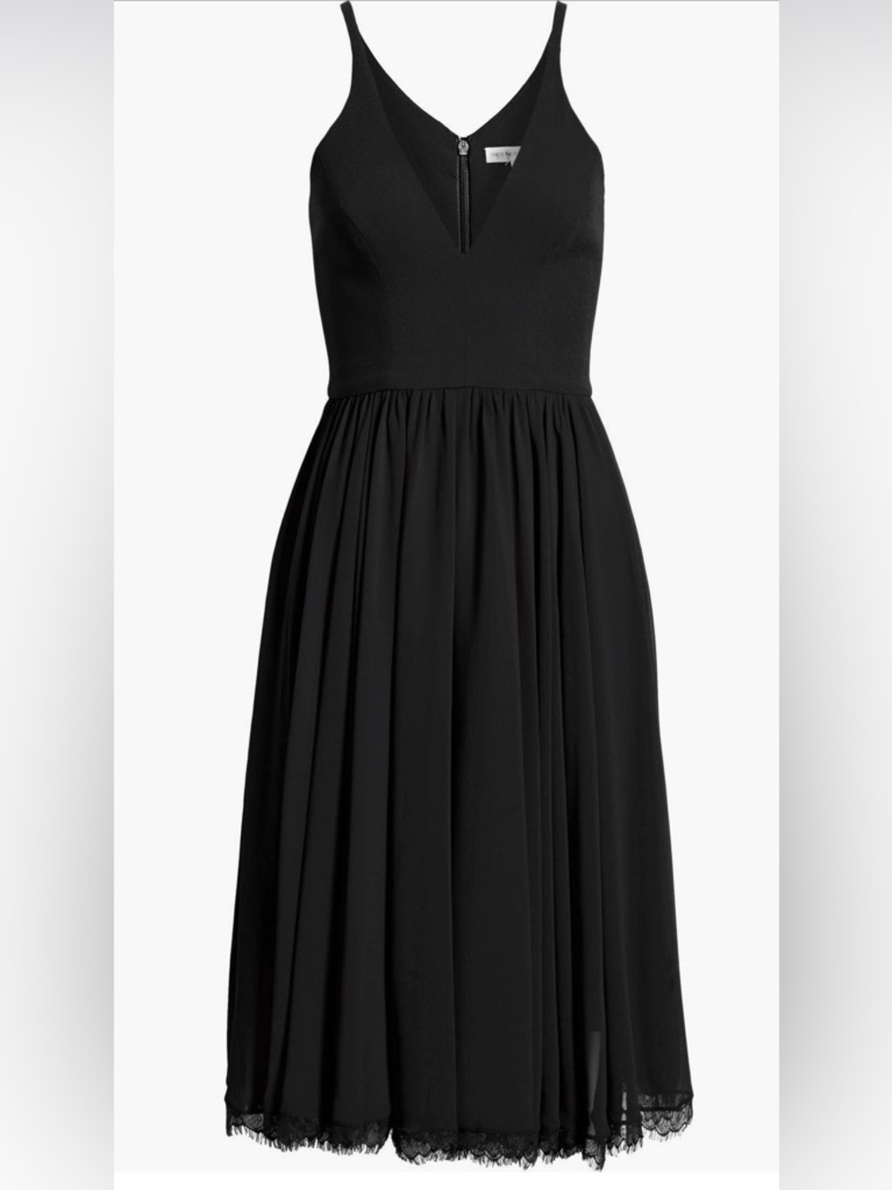 Dress the Population. Alicia Mixed Media Midi Dress. Black. Size Medium.